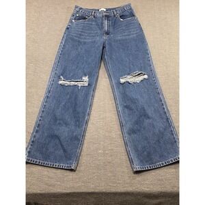 Blu Ivy Women Jeans‎ Wide Leg Ripped Blue Denim Pants Size L